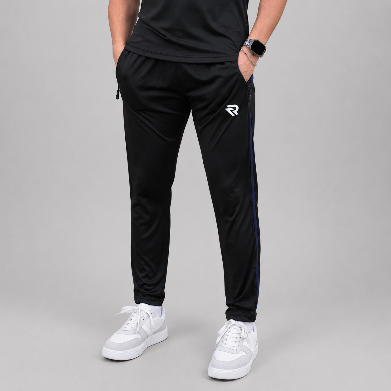 Navy & Black Summer Tracksuit Shirt – Half Sleeve | Lightweight & Athletic Fit