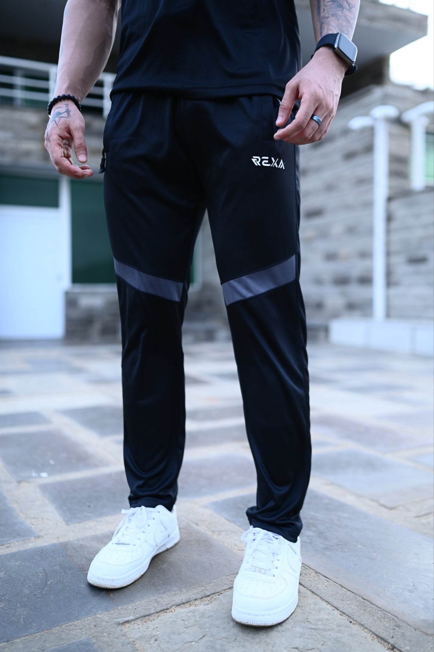 Black & Gray Summer Tracksuit Shirt – Half Sleeve | Breathable Activewear Top