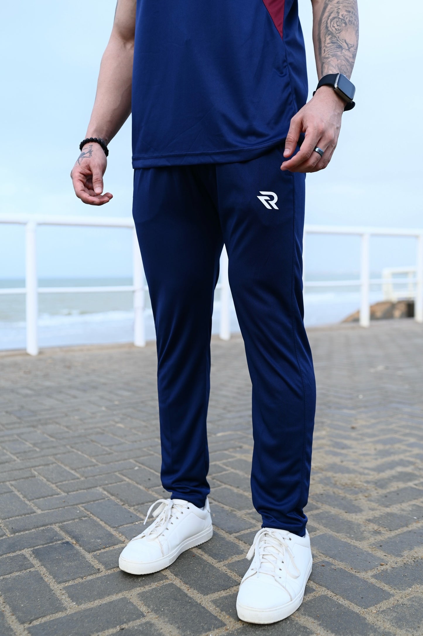 Navy & Maroon Summer Tracksuit – Half Sleeve | Lightweight & Sporty