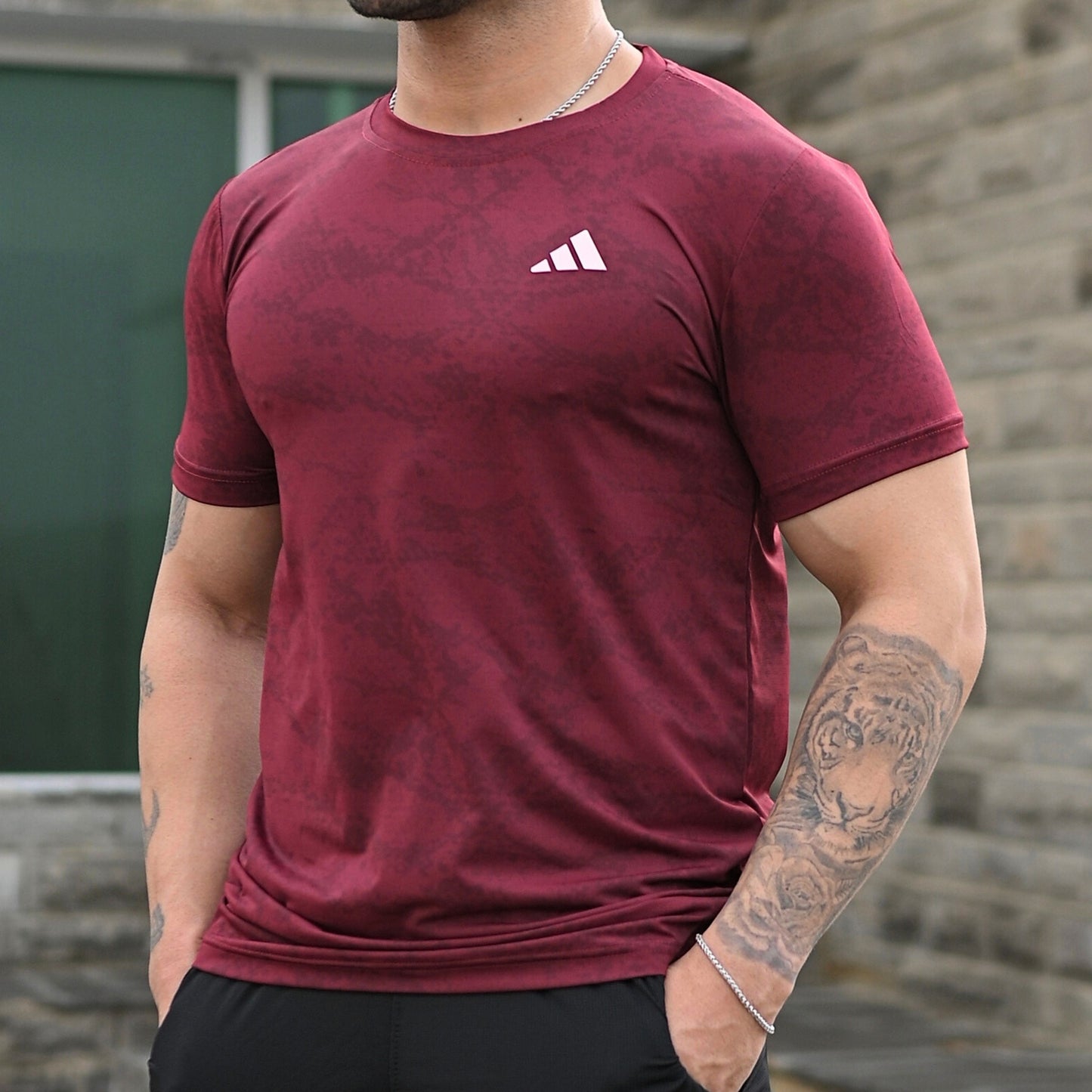 (Shirt Only) Rexa Maroon Mesh Active Shirt – Lycra 4-Way Stretch | Lightweight & Performance Fit