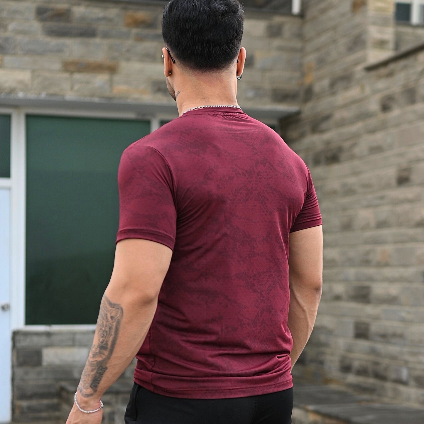 (Shirt Only) Rexa Maroon Mesh Active Shirt – Lycra 4-Way Stretch | Lightweight & Performance Fit
