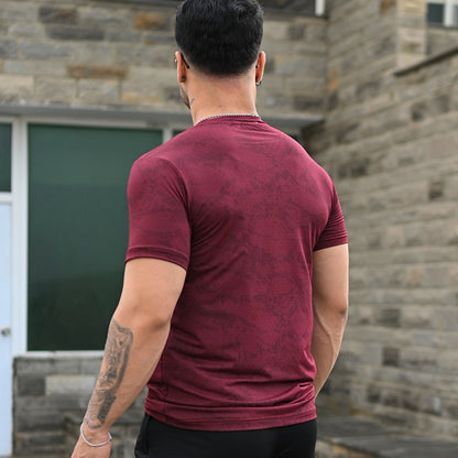(Shirt Only) Rexa Maroon Mesh Active Shirt – Lycra 4-Way Stretch | Lightweight & Performance Fit