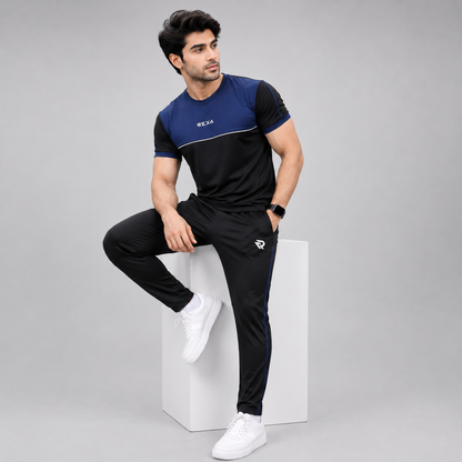 Navy & Black Summer Tracksuit Shirt – Half Sleeve | Lightweight & Athletic Fit
