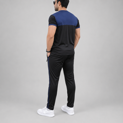 Navy & Black Summer Tracksuit Shirt – Half Sleeve | Lightweight & Athletic Fit