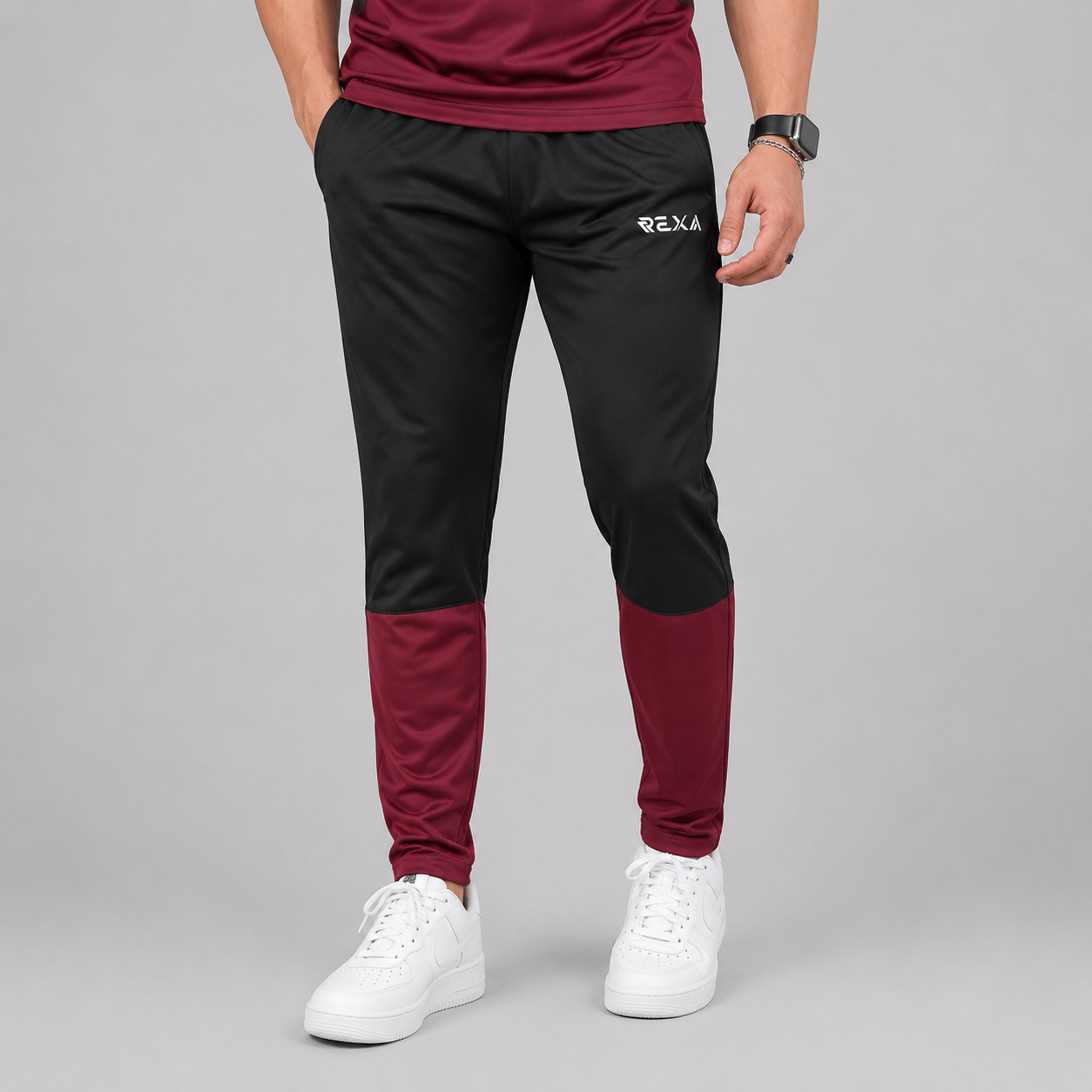 Maroon & Black Summer Tracksuit – Half Sleeve | Lightweight & Breathable