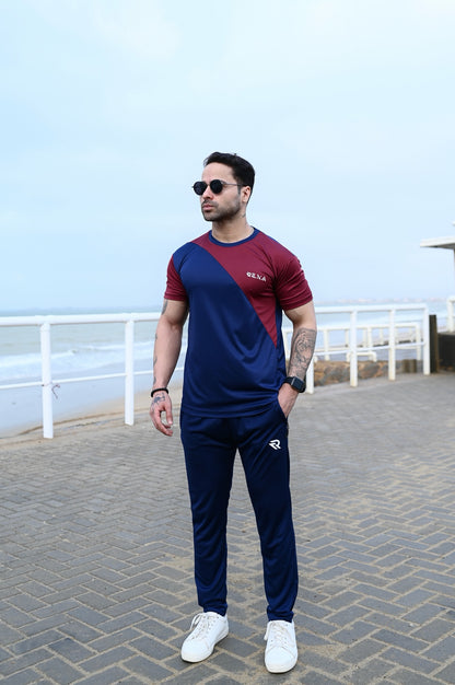 Navy & Maroon Summer Tracksuit – Half Sleeve | Lightweight & Sporty