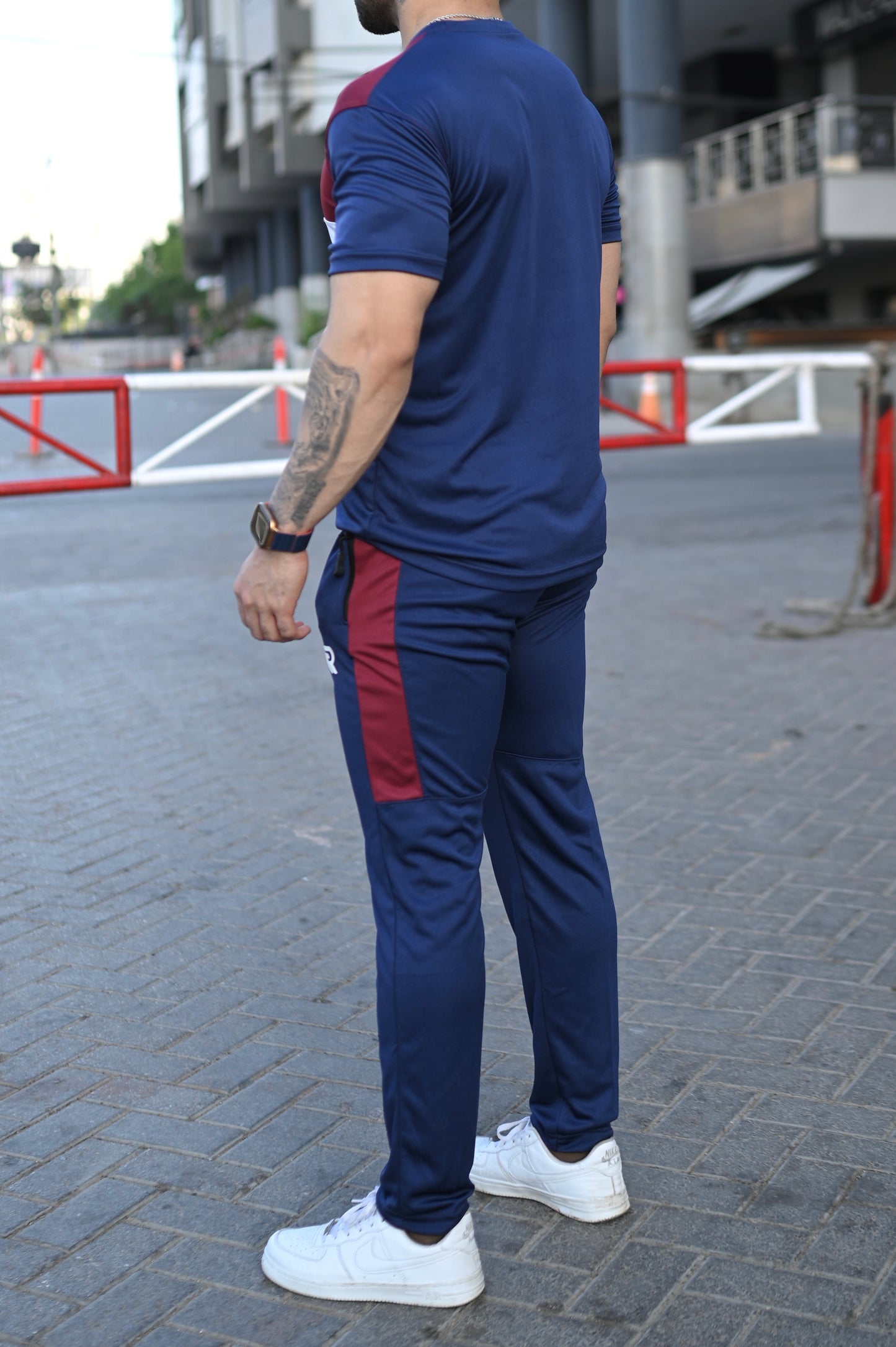 Men’s Activewear Summer Tracksuit – Maroon & Navy | Lightweight & Athletic Fit