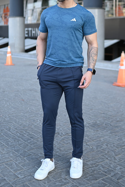 Rexa Navy Lycra Performance Trouser – 4-Way Stretch | Slim Fit Activewear Bottom