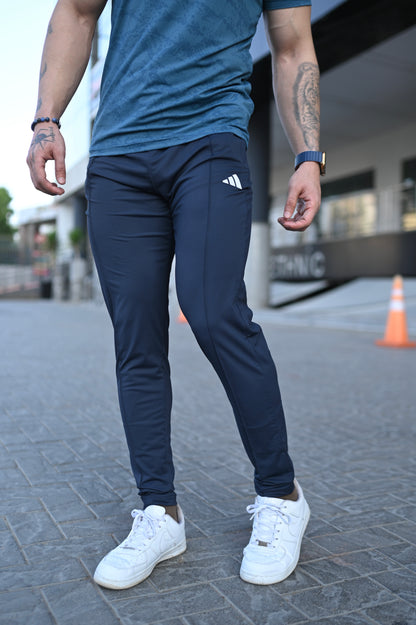 Rexa Navy Lycra Performance Trouser – 4-Way Stretch | Slim Fit Activewear Bottom