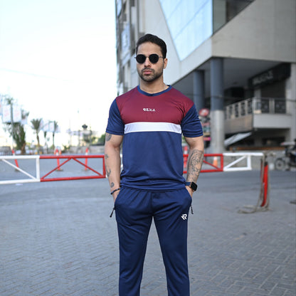Men’s Activewear Summer Tracksuit – Maroon & Navy | Lightweight & Athletic Fit