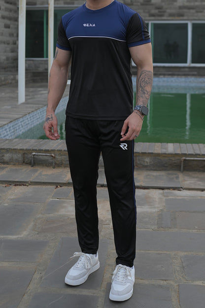 Navy & Black Summer Tracksuit Shirt – Half Sleeve | Lightweight & Athletic Fit
