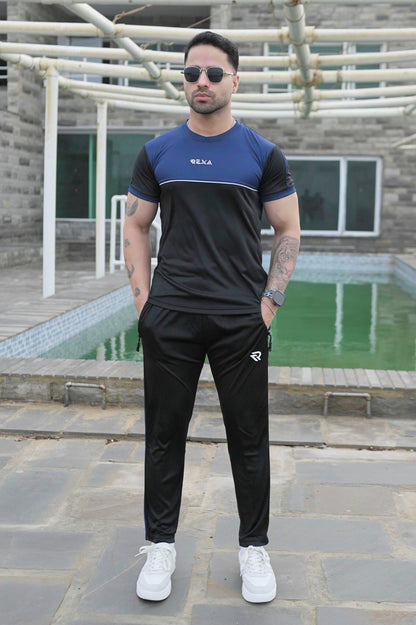 Navy & Black Summer Tracksuit Shirt – Half Sleeve | Lightweight & Athletic Fit