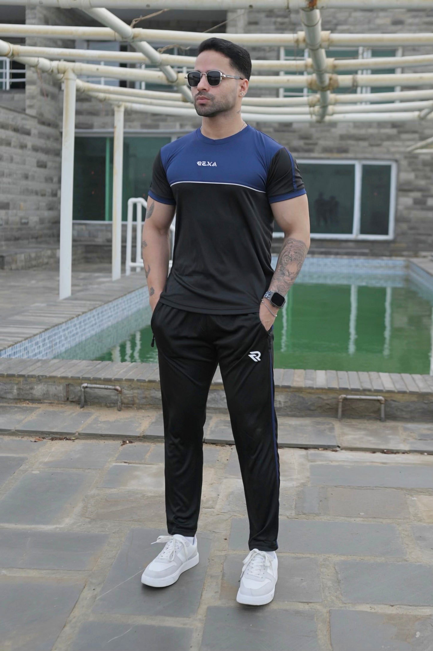 Navy & Black Summer Tracksuit Shirt – Half Sleeve | Lightweight & Athletic Fit