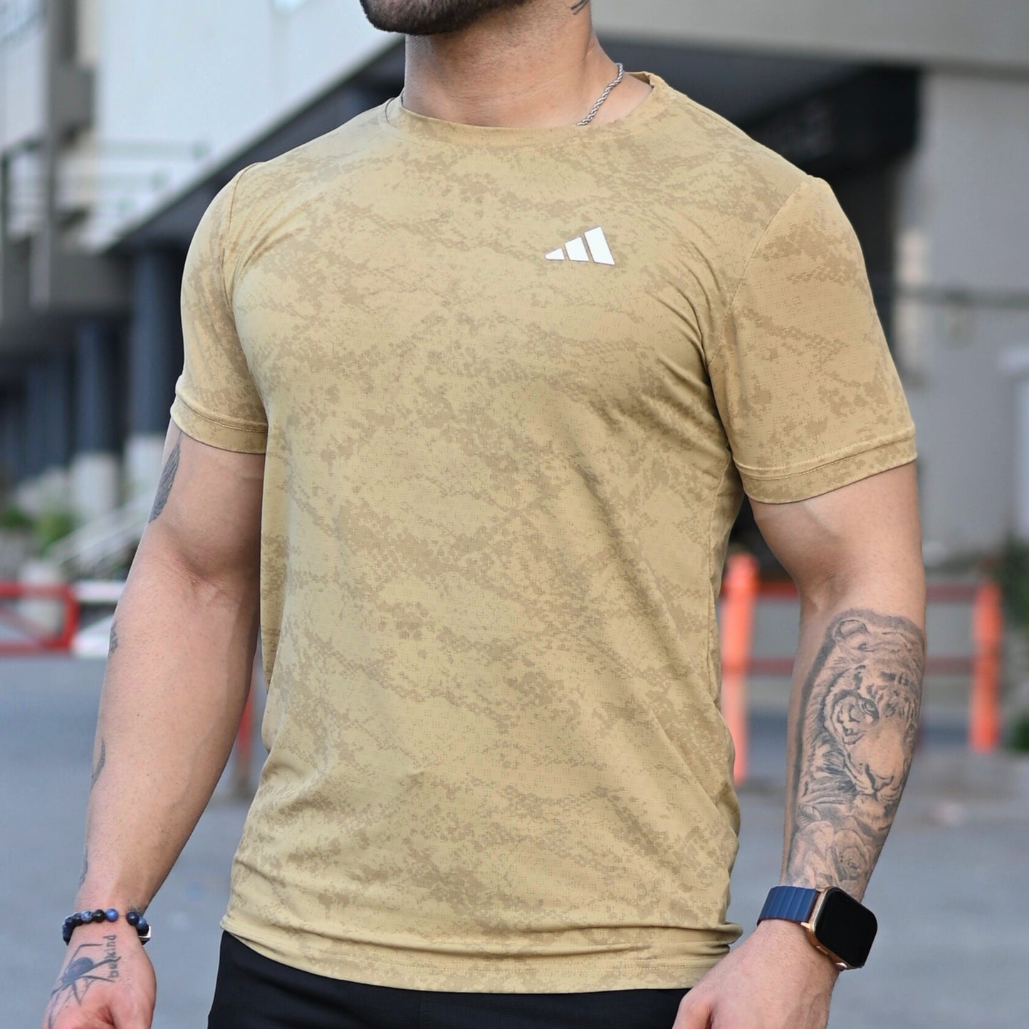 (Shirt Only) Rexa Beige Mesh Active Shirt – Lycra 4-Way Stretch | Lightweight & Breathable Fit