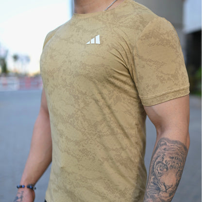 (Shirt Only) Rexa Beige Mesh Active Shirt – Lycra 4-Way Stretch | Lightweight & Breathable Fit