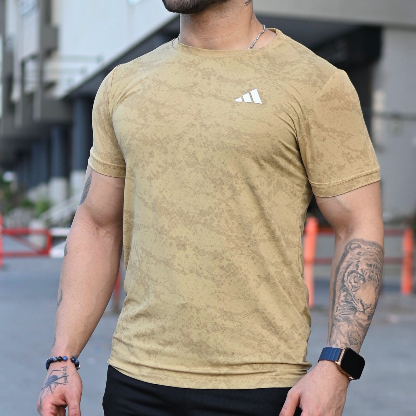 (Shirt Only) Rexa Beige Mesh Active Shirt – Lycra 4-Way Stretch | Lightweight & Breathable Fit