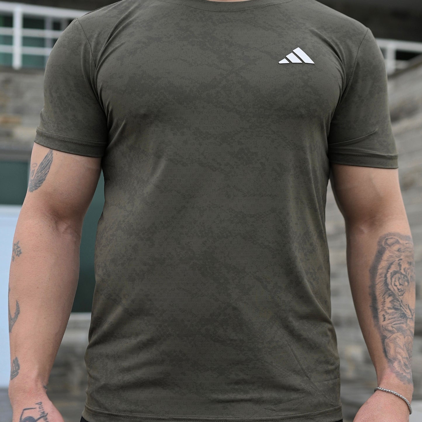 (Shirt Only) Rexa Olive Green Mesh Active Shirt – Lycra 4-Way Stretch | Breathable Performance Fit