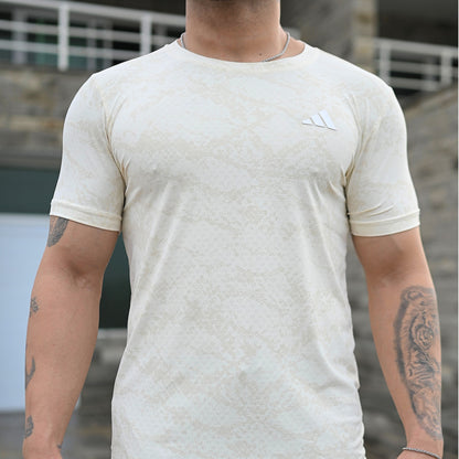 (Shirt Only) Rexa White Mesh Active Shirt – Lycra 4-Way Stretch | Lightweight & Clean Fit