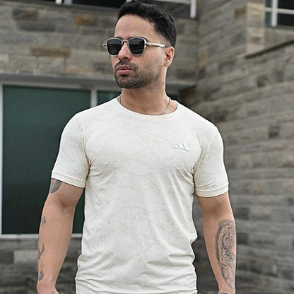 (Shirt Only) Rexa White Mesh Active Shirt – Lycra 4-Way Stretch | Lightweight & Clean Fit