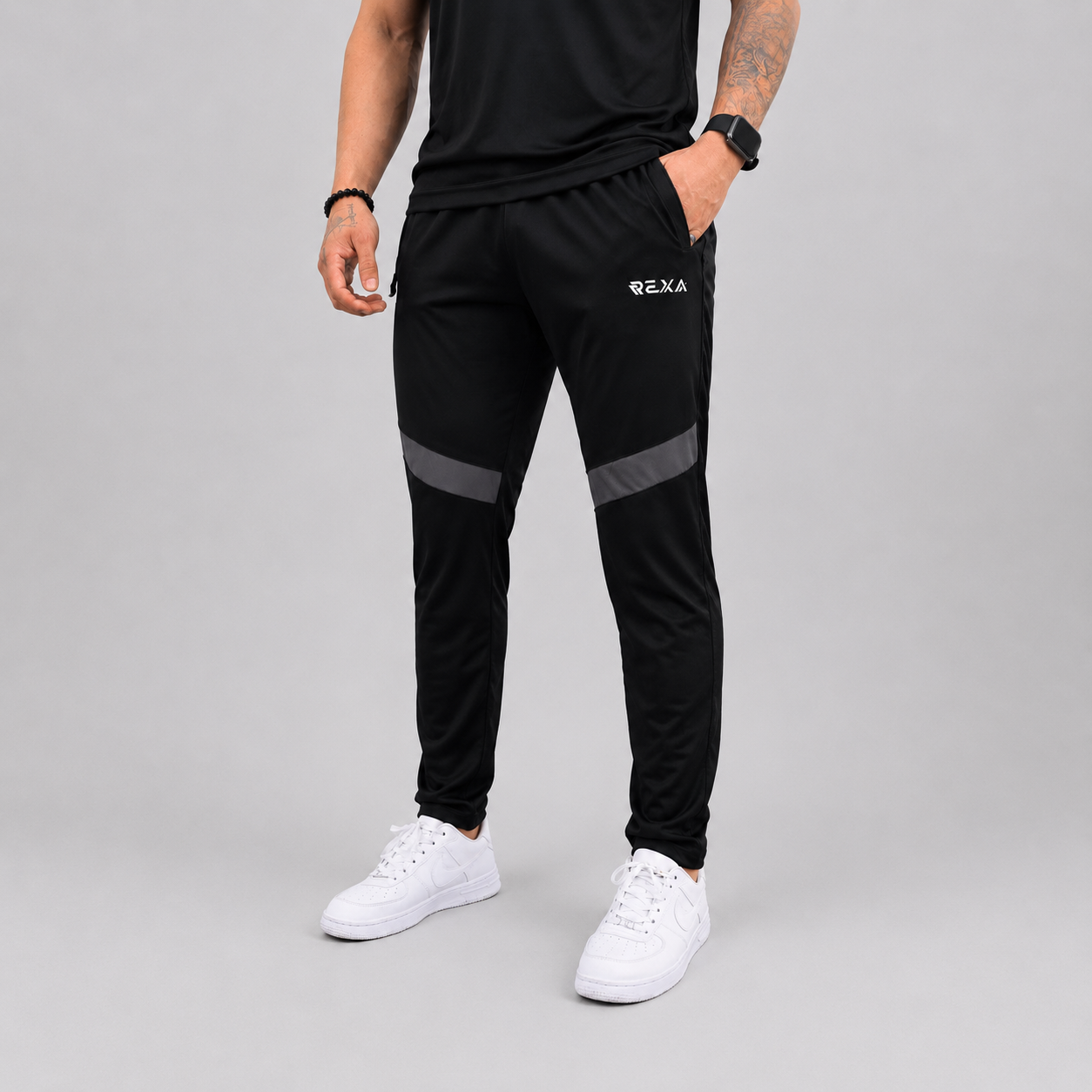Black & Gray Summer Tracksuit Shirt – Half Sleeve | Breathable Activewear Top