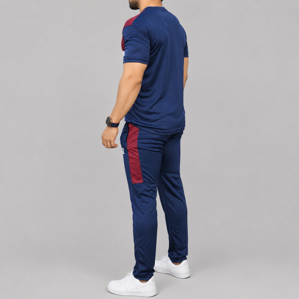 Men’s Activewear Summer Tracksuit – Maroon & Navy | Lightweight & Athletic Fit